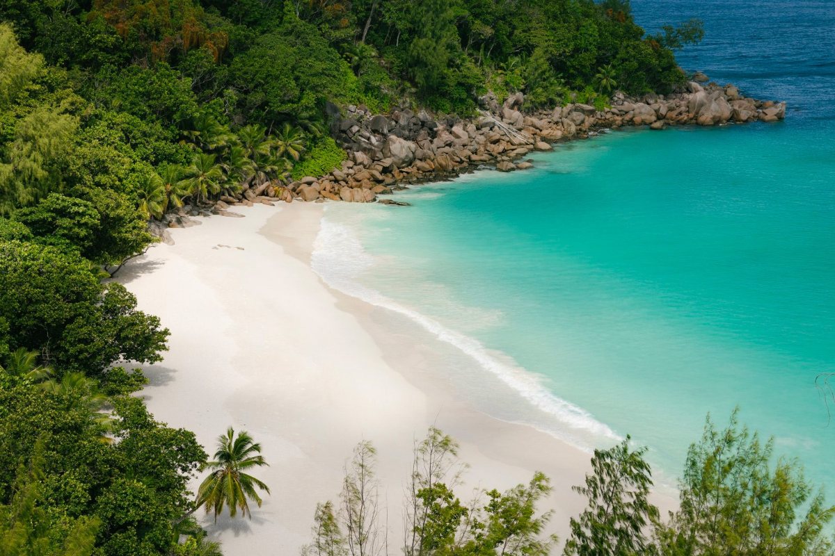 White-sand beach on Praslin, Seychelles
