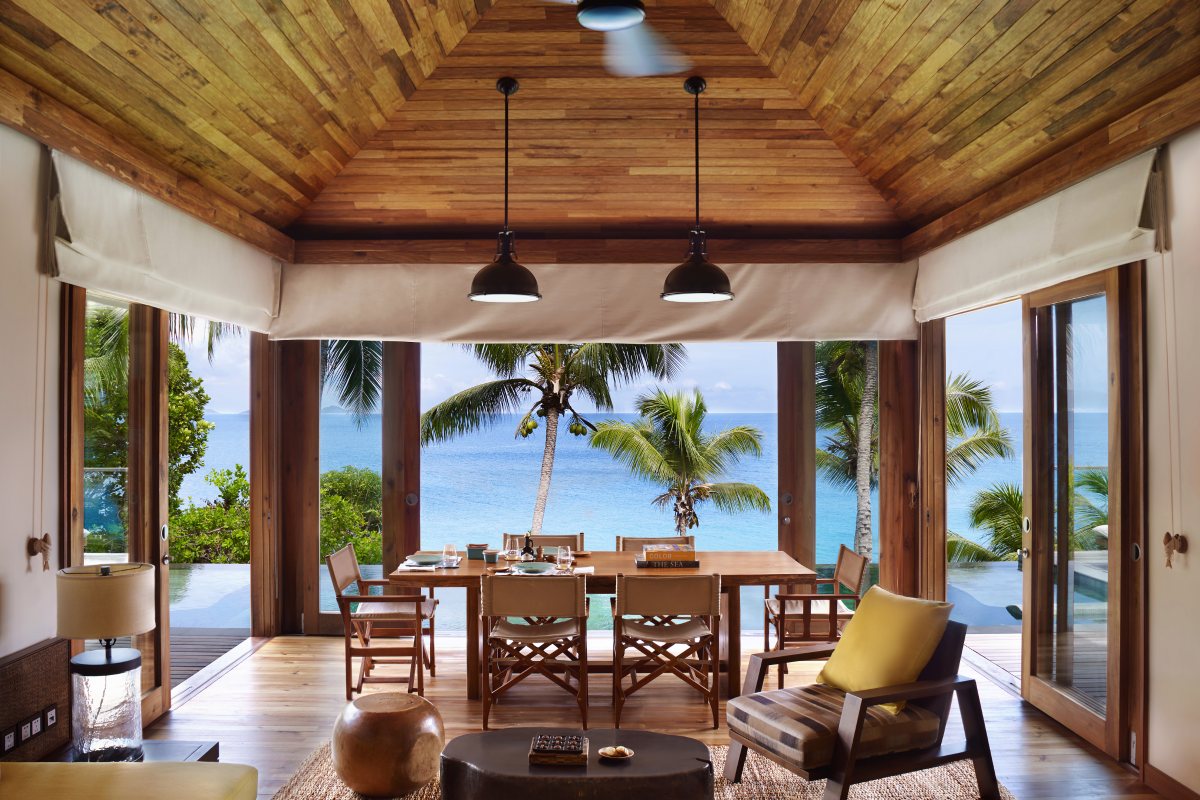 Signature Two-Bedroom Pool Villa living room at Six Senses Zil Pasyon