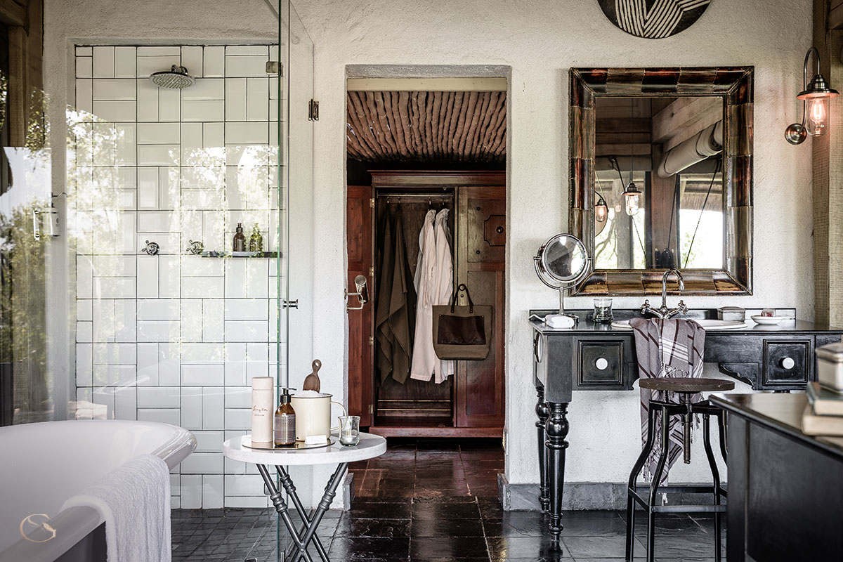 Bathroom at Singita Ebony • LuxurySafariLodges.com